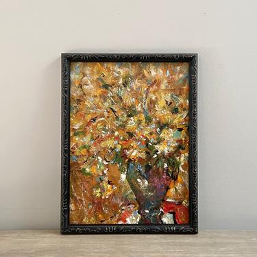 Vintage Oil Painting Abstract Flower Arrangement 