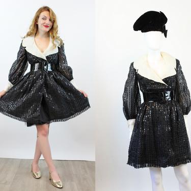 1960s SILK ORGANZA paillette sequin wrap dress xs | new winter 