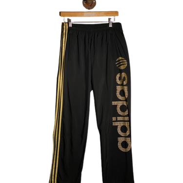 (M) Adidas Black/Gold Font Track Pants 021921