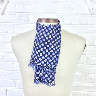 Vintage 1940s 1950s Rayon Blue and White Men’s Scarf Muffler 