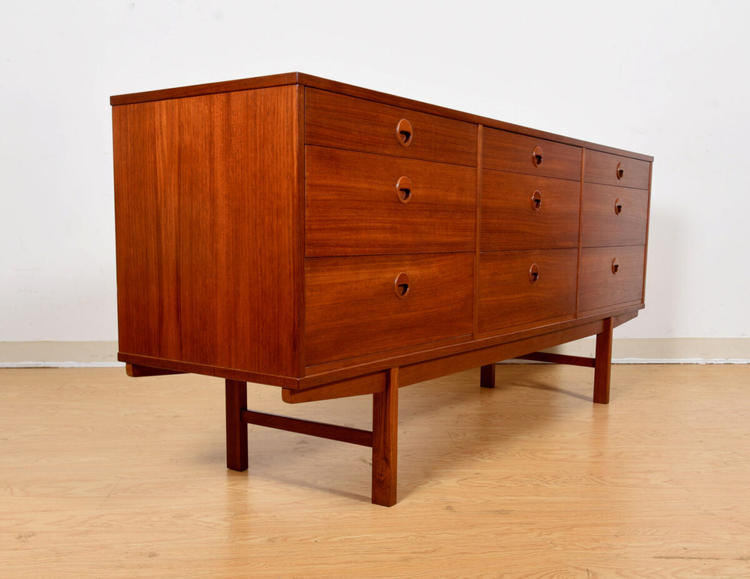 Swedish Modern Teak 9-Drawer Dresser by Folke Ohlsson for Dux