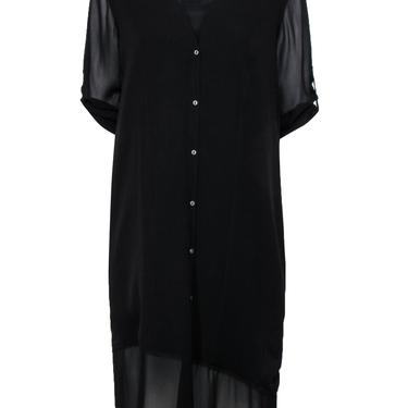 Helmut Lang - Black Silk Three-Quarter Sleeve Shift Dress Sz L