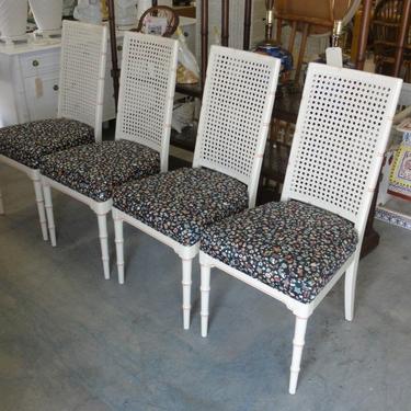 Set of 4 Faux Bamboo &amp; Cane Side Chairs