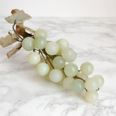 Vintage Alabaster Grape Cluster - Stone Fruit - Stone Green Round Grapes by PursuingVintage1