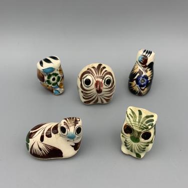 Set of 5 Vintage Mexican hand painted Tonala figurines 