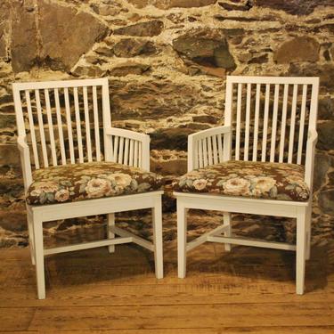 10758 Pair of Antique Swedish Painted Armchairs, circa 1910
