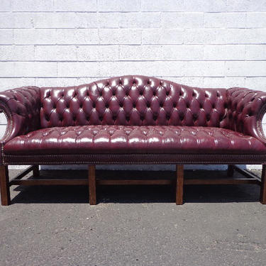 Sofa Chesterfield Camelback Couch Leather English Loveseat Rustic Lounge Seating Settee Tufted Leather Nailhead Brass Bohemian Boho Chic 