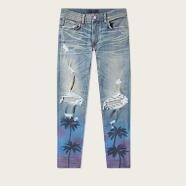 Amiri Palm Tree Ripped Skinny Jeans