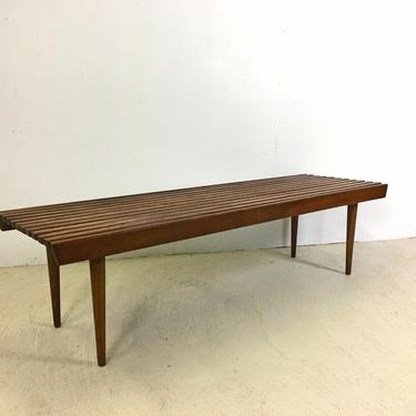 Mid Century Slat Wood Top Coffee Table or Bench 