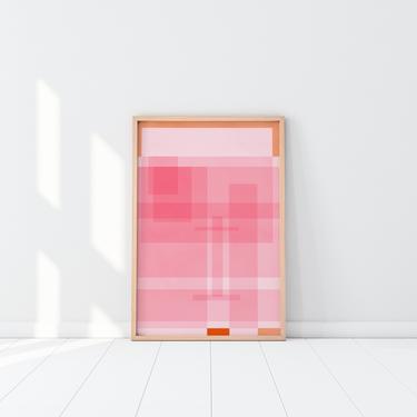 Pink Art, Orange you Pinky, Art Print,  Feminine Art, Nursery Art, Cubicle decor, Geometric Art Print 