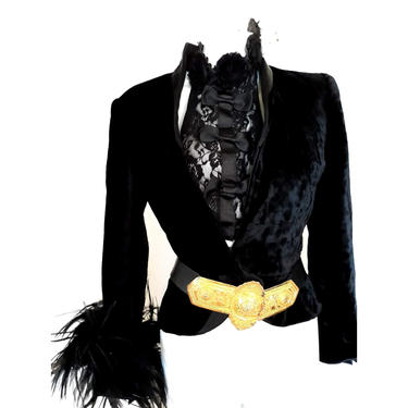 1980's Vintage Velvet dress top. wome's black tuxedo jacket s 