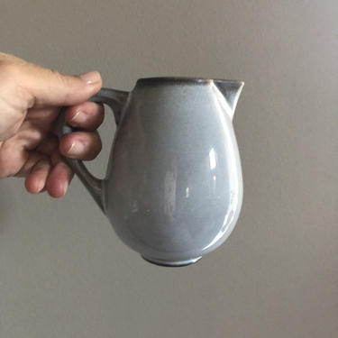 Vintage Jars France Tourron Gris Ecorce Creamer - grey pottery creamer, french farmhouse dinnerware, light gray and charcoal pitcher 