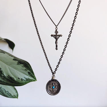 Vintage Italian Catholic Crucifix Necklace 