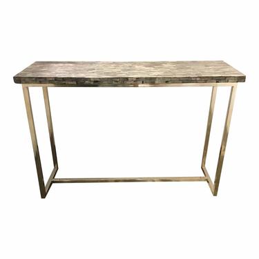 Interlude Home Modern Faux Bone and Chrome Console Table