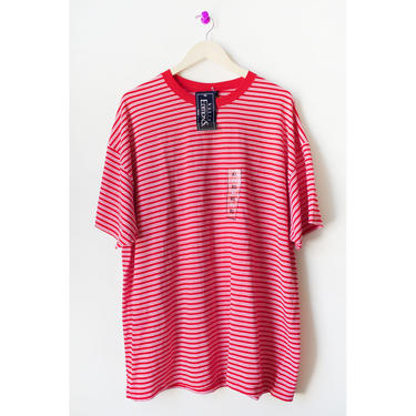 Vintage 90s Deadstock Red Striped Tee X Large / 2XL 