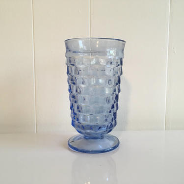 Vintage Blue Iced Tea Glass Indiana Glass Whitehall Pattern Highball Glasses 1960s 
