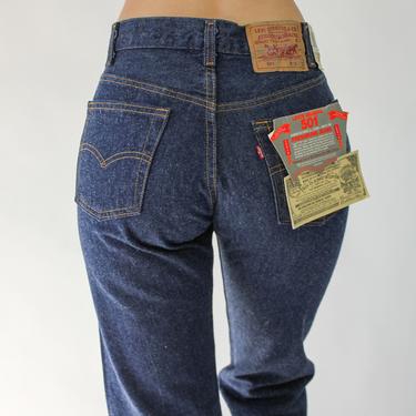 Vintage 80s LEVIS Medium Wash 501 High Waisted Jeans New w/ Tags | Made in USA | Size 27/28 | 1980s LEVIS Boho High Waisted Indigo Denim 