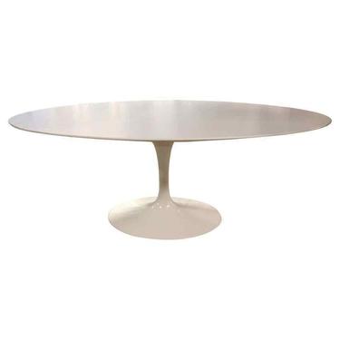 Mid Century Modern Eero Saarinen Signed Knoll Oval Tulip Dining Table 1950s 