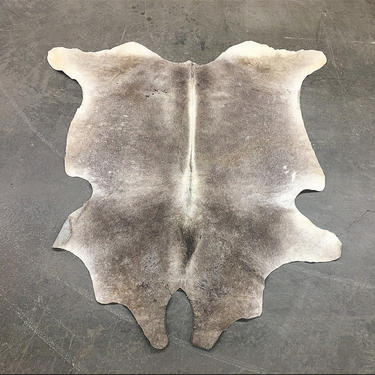 Vintage Cowhide Rug 1980s Retro Size 81x75 Bohemian + Gray and White + Genuine Animal Hyde + Area Rug + Cow + Home and Floor Decor 