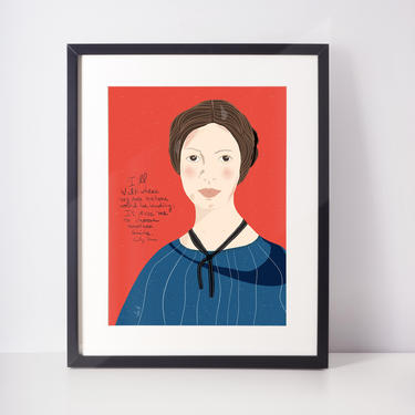Emily Bronte portrait Colorful Artwork for Office Decor 