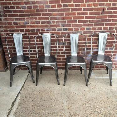 Metal bistro dining chairs (4)