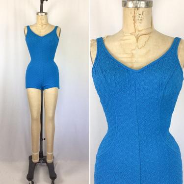 Vintage 60s swimwear | Vintage turquoise blue one piece swimsuit | 1960s Jantzen bathing suit 