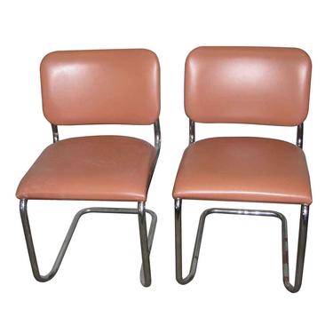 Mid Century Thonet Chairs with Tubular Chrome Frame