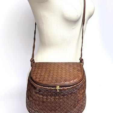 MINT! Bottega Veneta Intrecciato Brown Woven Leather Crossbody Bag Vintage 