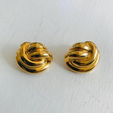 Gold Tone Vintage Knot Stud Earrings 
