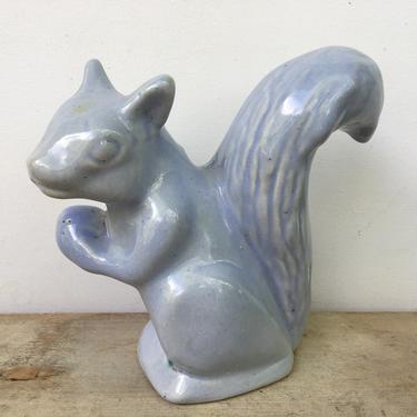 Vintage Niloak Blue Pottery Squirrel Planter, Light Blue Squirrel Ceramic Planter, Air Planter 