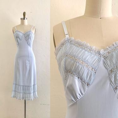 vintage 70's blue lace slip dress // blue nightgown 