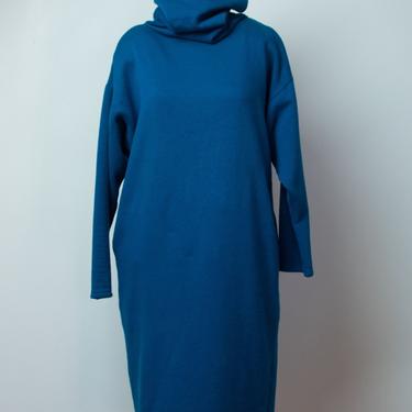 1980s Blue Sweatshirt Dress | Norma Kamali 