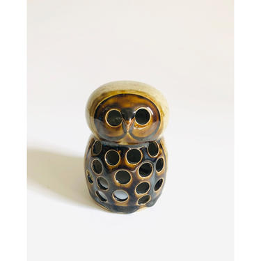 Mid Century Pottery Owl Tealight Holder 