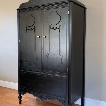 FREE SHIPPING! Restored Antique Black Armoire Cabinet 
