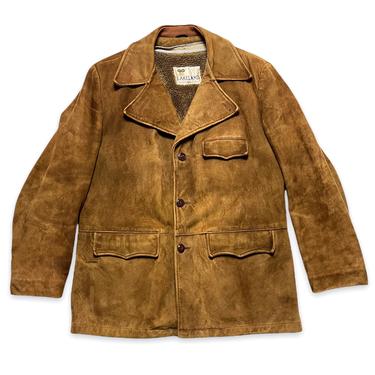 Vintage 1960s/1970s LAKELAND Suede Ranch Jacket ~ size 42 (Large) ~ Leather Car Coat ~ Western / Cowboy / Rancher ~ Zip-Out Liner 