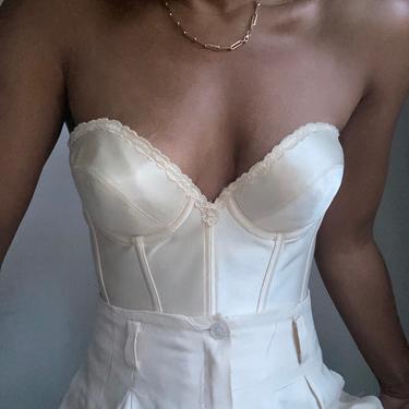 vintage romantic essential ivory cropped low back bustier beauty brassiere 