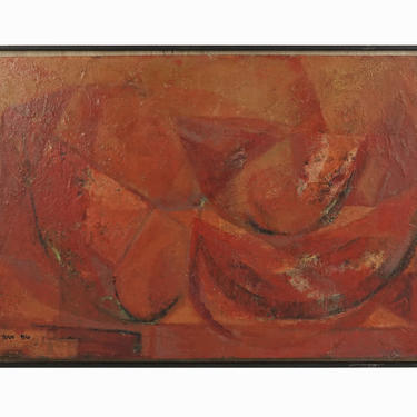 1956 Charles Griffin Farr Abstract Oil Painting on Board Mid Century Modern Abstraction 