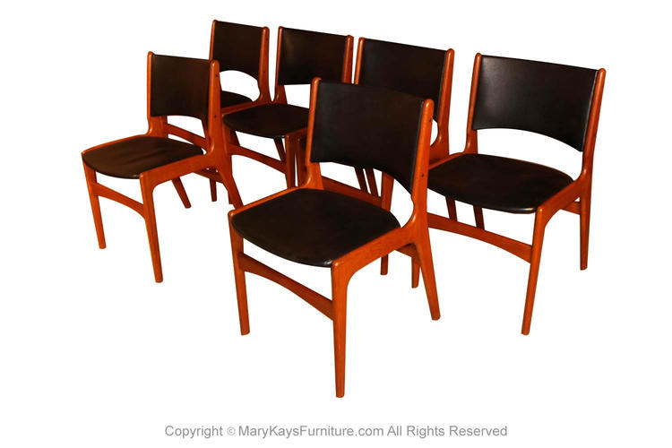 6 Mid Century Teak Dining Chairs Model 89 Erik Buch for Povl Dinesen 