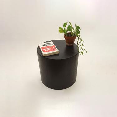 Round Drum Cylinder Side Table. Modern Round End Table- Black 