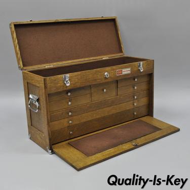 Antique H. Gerstner &amp; Sons Tool Box 8 Drawers Machinist Storage Chest Golden Oak