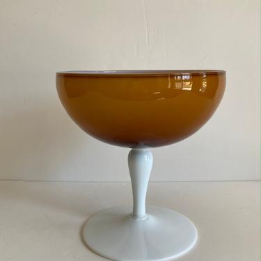 Vintage Compote Empoli Style Compote Encased Glass Compote 