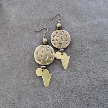 Africa earrings, bronze earrings, exotic earrings, bold statement earrings, Afrocentric earrings, huge earrings, pride earrings, Nubian 