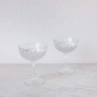 Pair of Pressed Glass Champagne Coupes