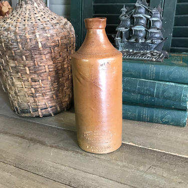 1850s English Stoneware Ink Bottle Jug, Bourne and Son, 9,5 inch Bud Vase 