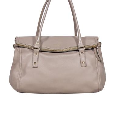 Kate Spade - Beige Pebbled Leather Fold-Over Slouchy Hobo Bag