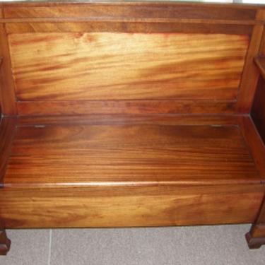 Victorian Hall Bench with Seat CabinetWalnut