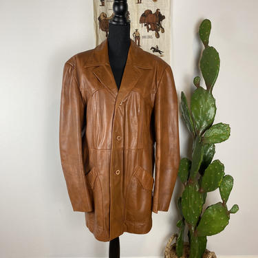 Vintage 1970s Leather Blazer Style Western Jacket Men's 46 
