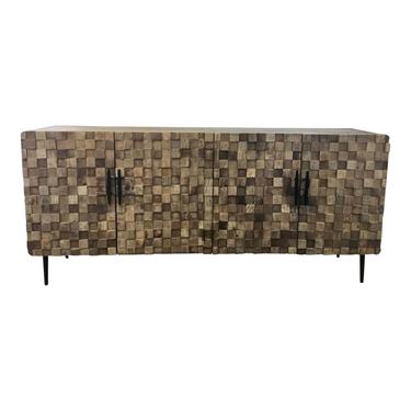 Organic Modern Reclaimed Wood Mosaic Sideboard