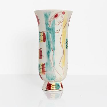 Issac Grunewald hand painted ceramic vase for Rorstrand, signed and dated 43'