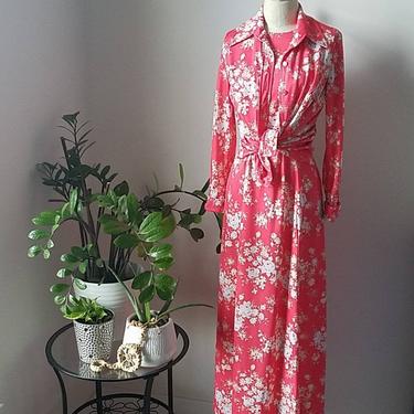 Vintage 70s Hal Ferman Floral Set| Vintage Floral Dress and Top Set| Vintage Maxi Dress | Vintage Floral Top| Hal Ferman 